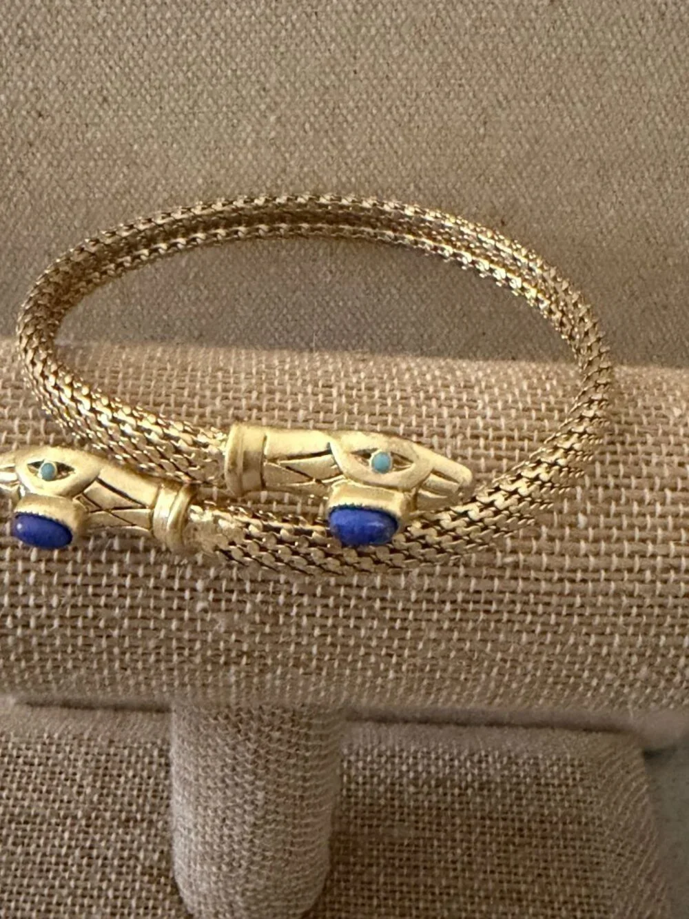 Stella & Dot Cobra Snake Gold Tone Mesh Coil Egyptian Revival Flexible Bangle OS - Picture 3 of 6